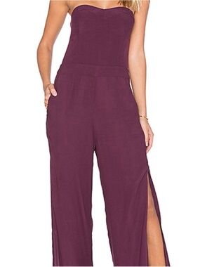 Twelfth street by Cynthia Vincent Strapless Wide-Leg Jumpsuit in Mulberry